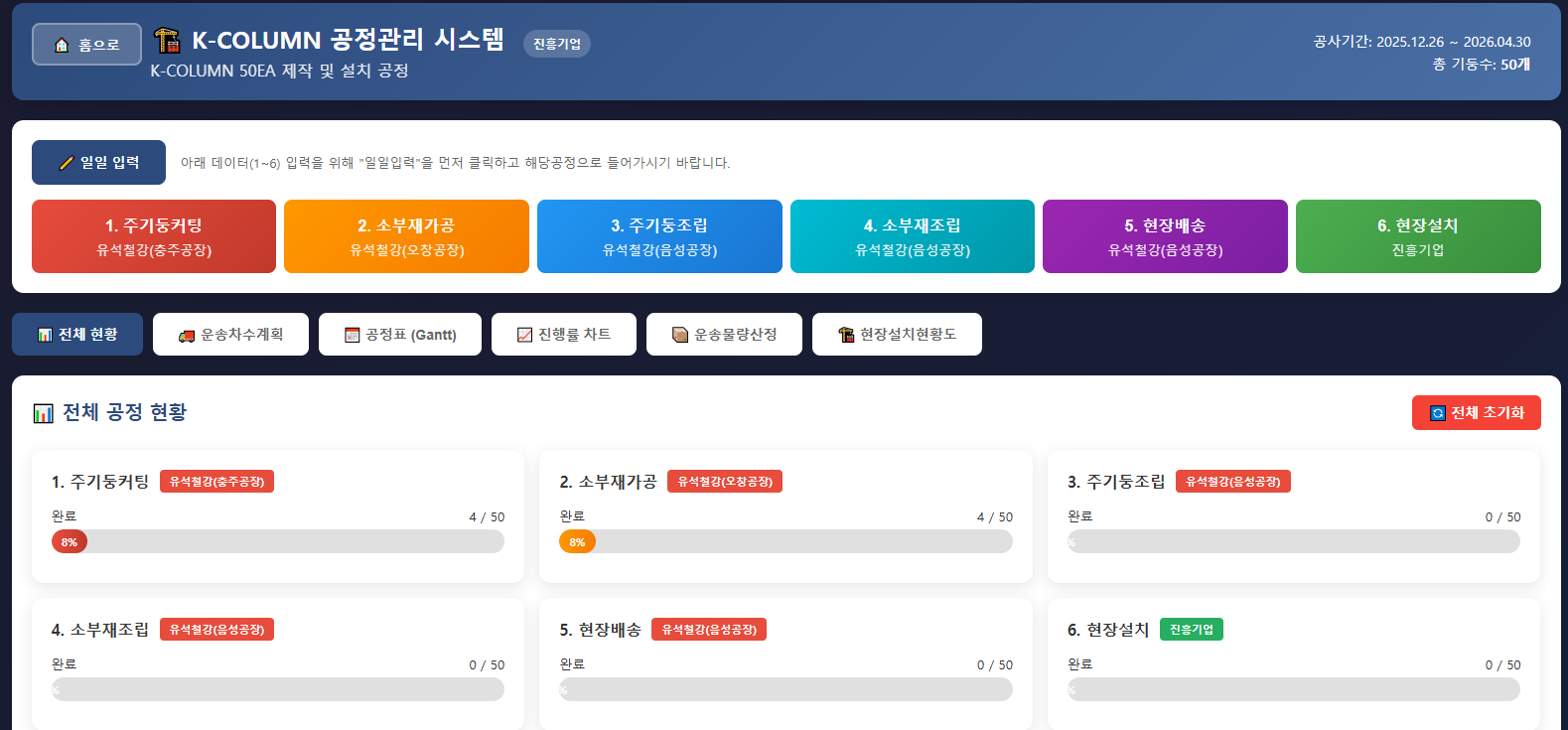 공정관리시스템 예시